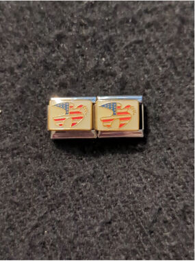 Vintage D'linQ American Flag Peace Dove 9mm Italian Charm Bracelet Charms - 2